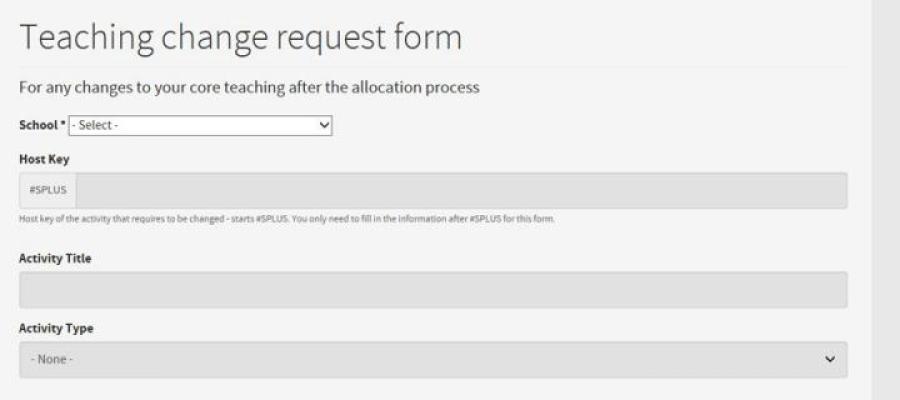 Teaching change request form