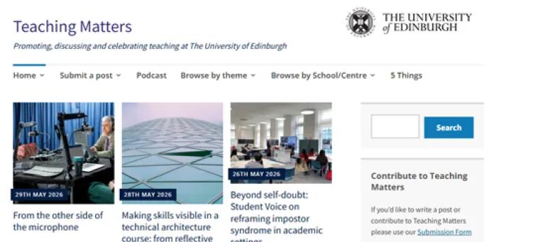 Screenshot of Teaching Matters blog homepage