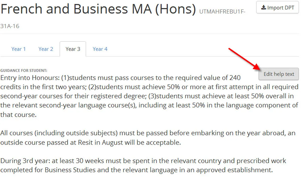Image of amend dpt edit help text button