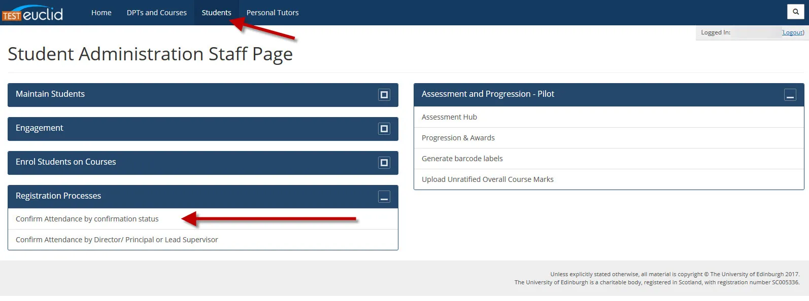 Select 'Confirm Attendance by confirmation status' from the Student tab