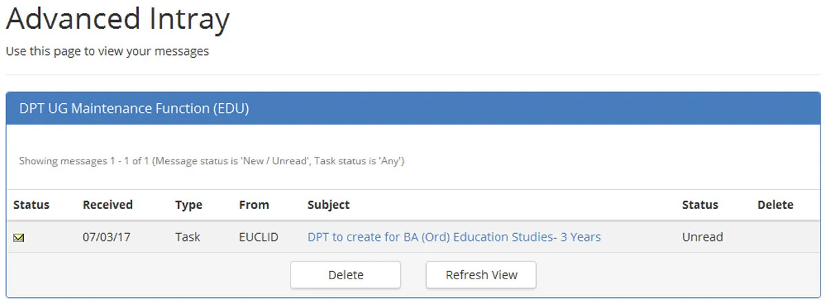 creating dpt intray message