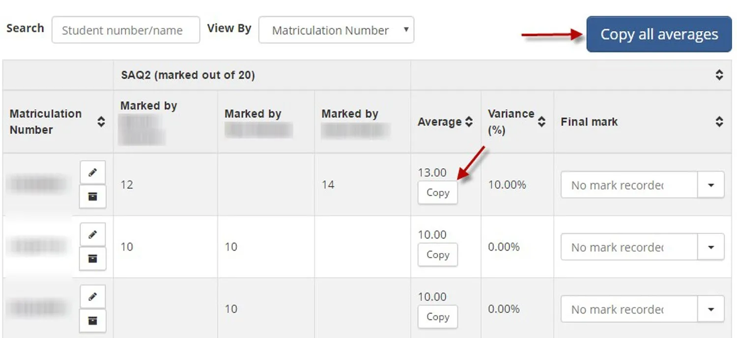 Double marking Reconciling and exporting marks