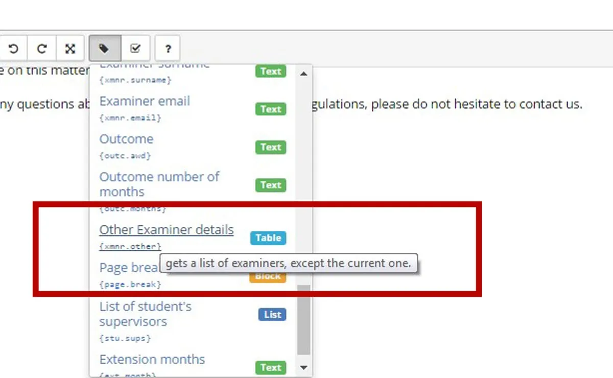 Image of letters list