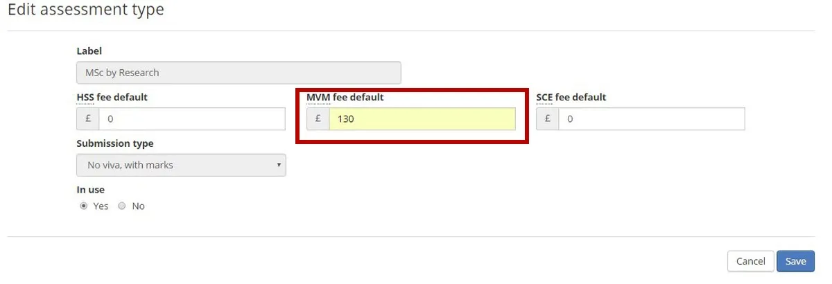 Image of update examiner fee amount