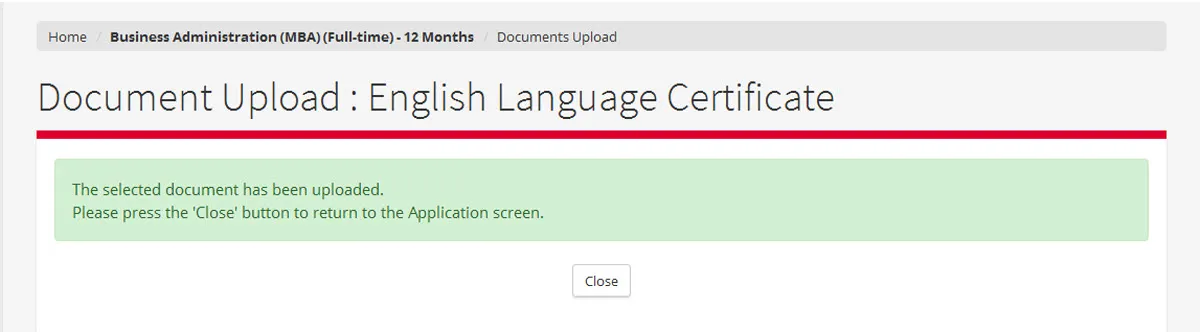 Applicant hub: document upload success image