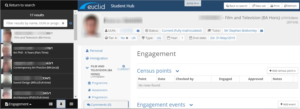  pinned list full student hub record