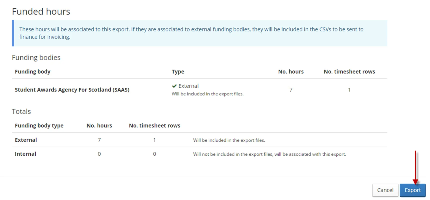 funded hours data screen SDS