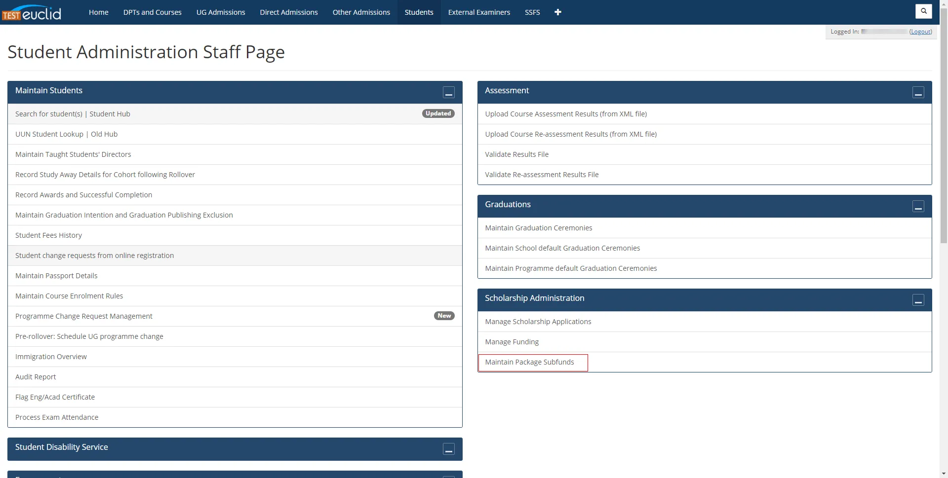 Maintain Package Subfunds