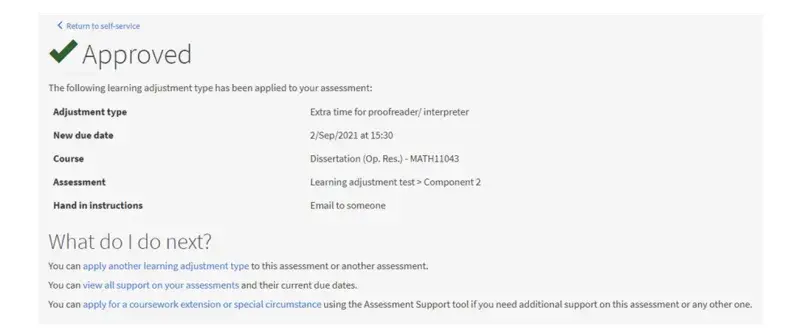 Screenshot of ETA approval screen