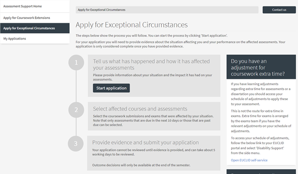 Apply for Exceptional Circumstances