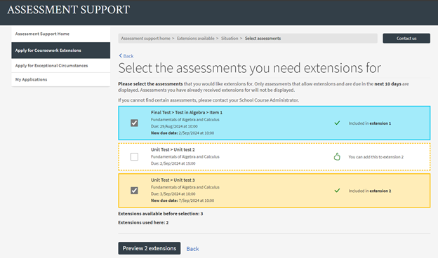 Select assessments