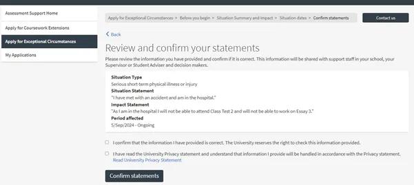 Confirm statements