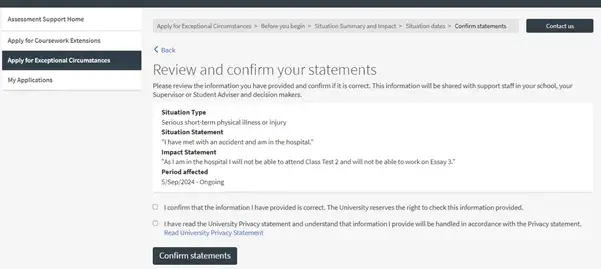 Confirm statements