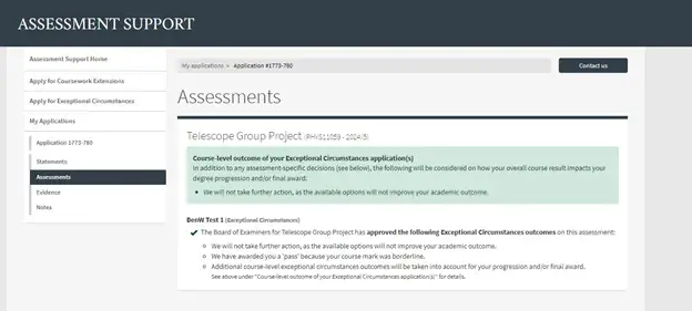 Student view of outcomes