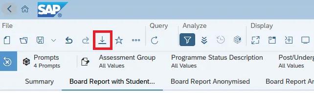Export Marks button on BI report