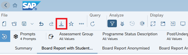 Export Marks button on BI report