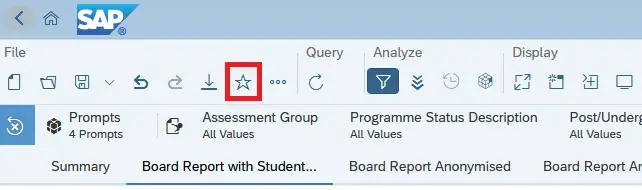 Favourite button on BI report