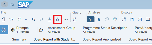 Favourite button on BI report