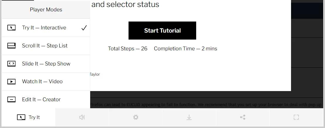 IORAD Tool menu options