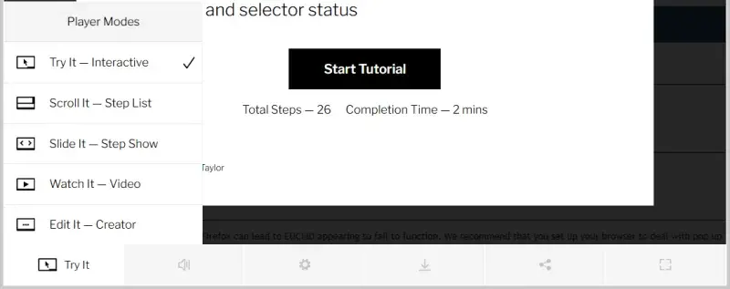 IORAD Tool menu options