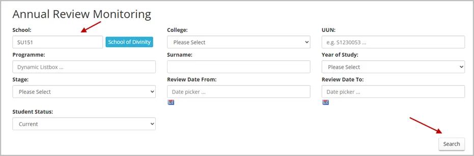 ANNUAL REVIEW MONITORING SEARCH CRITERIA