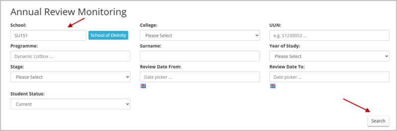 ANNUAL REVIEW MONITORING SEARCH CRITERIA
