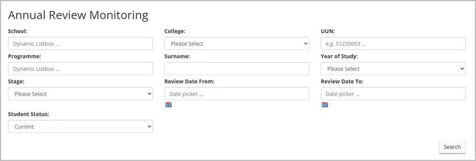 ANNUAL REVIEW MONITORING SEARCH