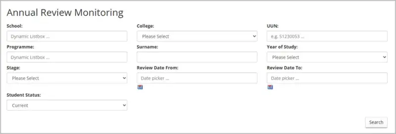 ANNUAL REVIEW MONITORING SEARCH