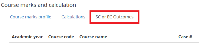 Screenshot showing the location of the Exceptional Circumstances tab on a progression record