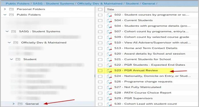 annual review bi suite folder location