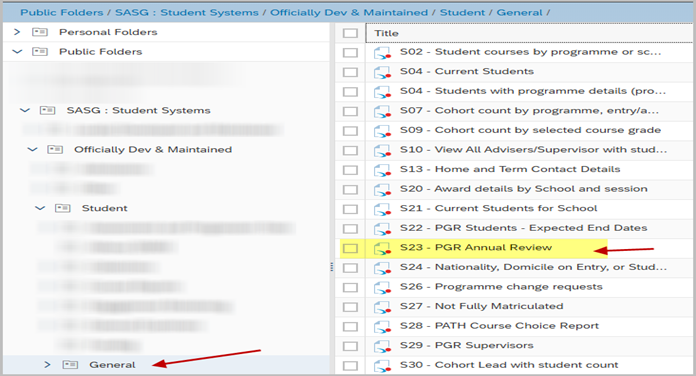 annual review bi suite folder location