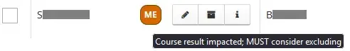 Flag and its full description appear on Process Course Results screen
