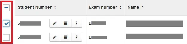 Location of tick-boxes to select students on the Process Course Results screen