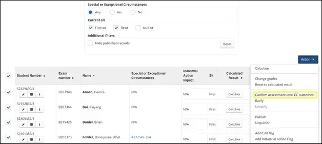 Screenshot of APT outcomes
