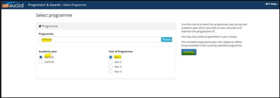 Screenshot of APT programmes