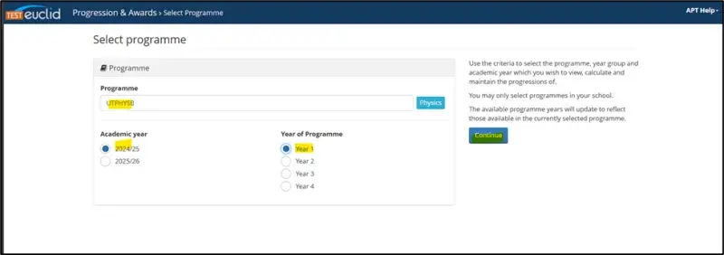 Screenshot of APT programmes