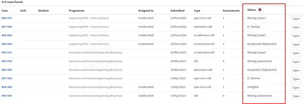 Screenshot of new dashboard status display