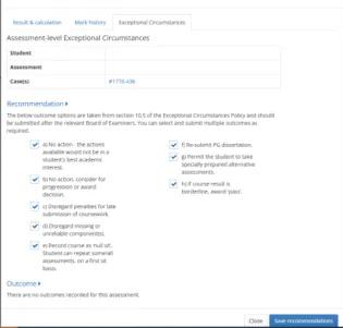 Assessment level outcomes