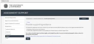 Screenshot of "Provide Supporting Evidence" page - Victim of a crime