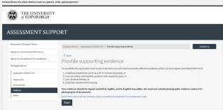 Screenshot of "Provide Supporting Evidence" page - Serious illness of a close relative