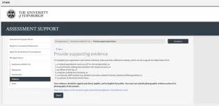 Screenshot of "Provide Supporting Evidence" page - Other