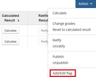 Location of the Add/Edit Flag function in the Actions drop-down list