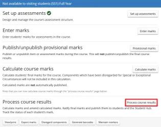 Location of Process Course Results button on Assessment Hub