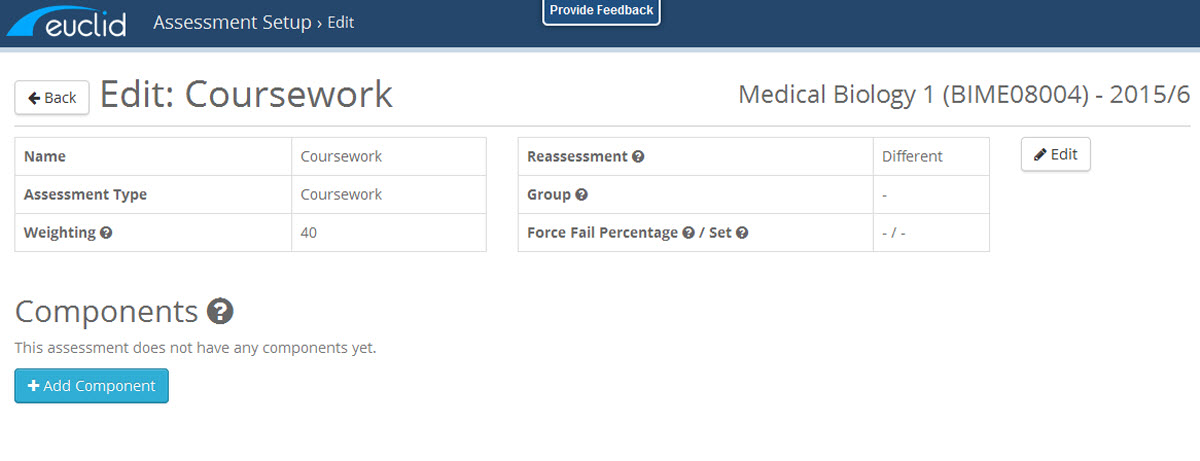 The completed top level assessment display screen