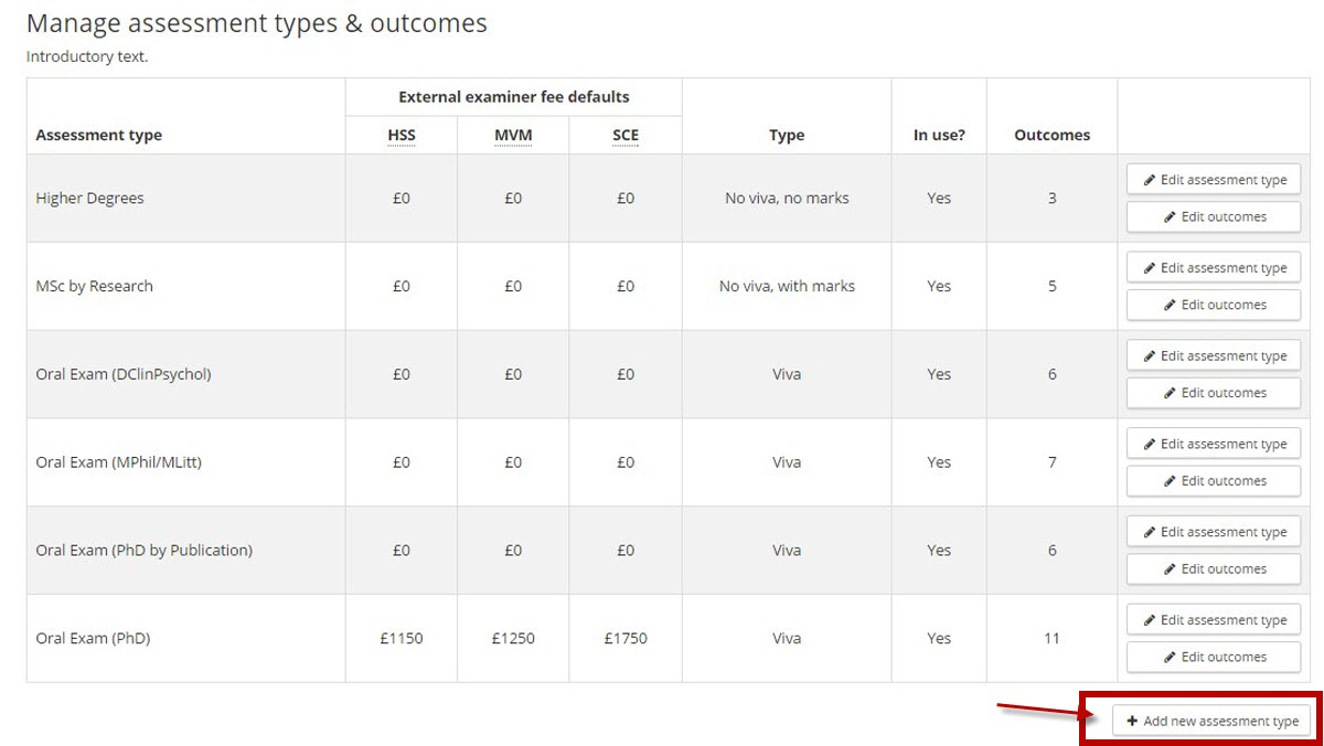 Image of assessment type list button