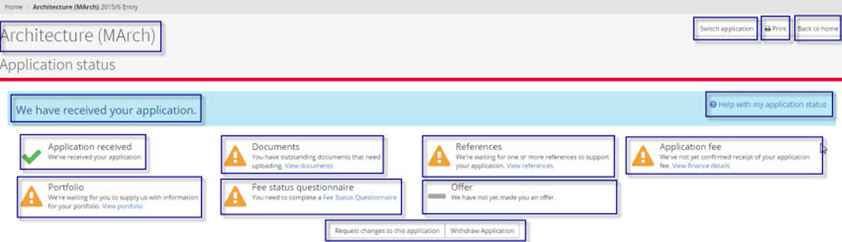 Applicant hub application status image