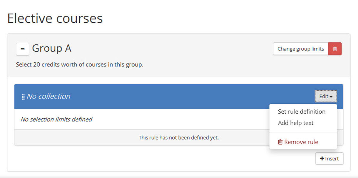 Image of amend dpt new rule edit options