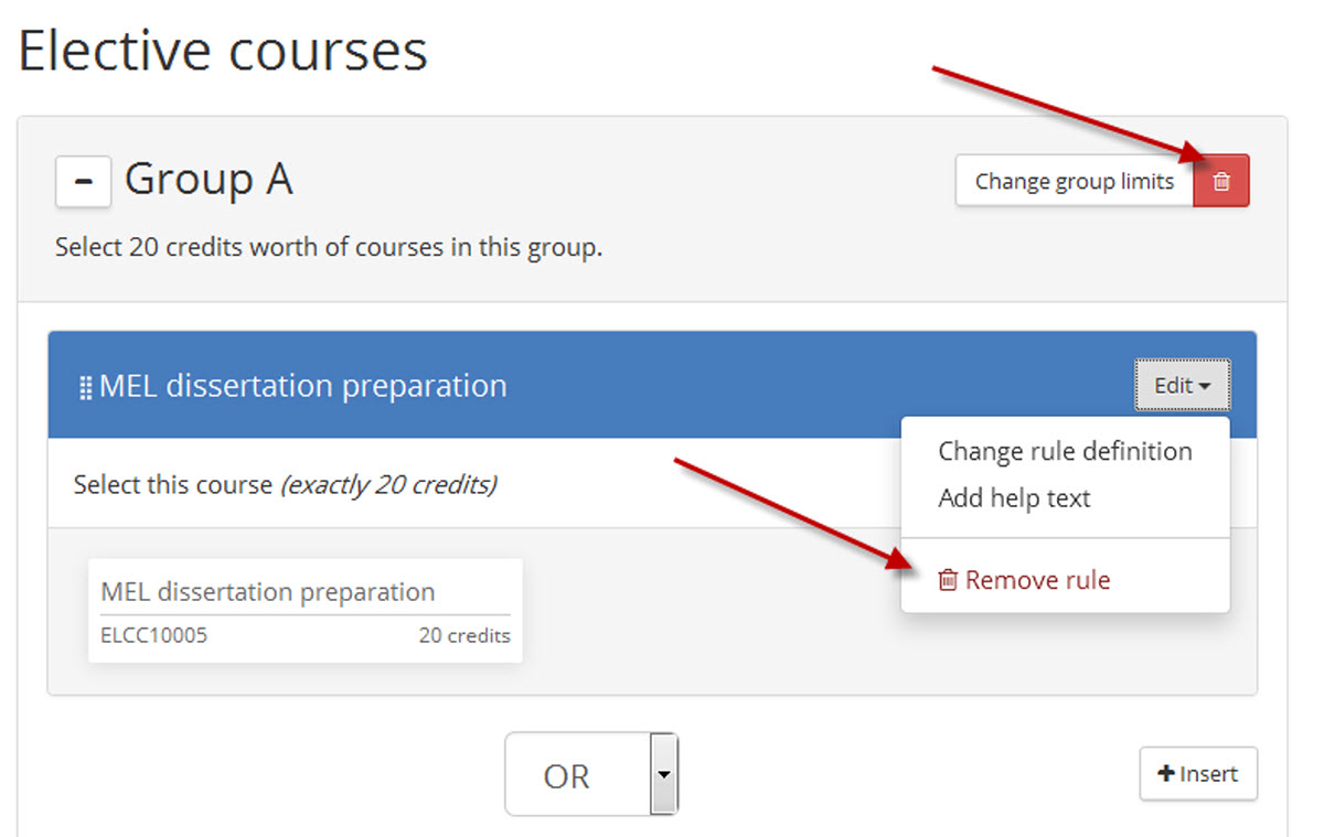 Image of amend dpt removal button and option