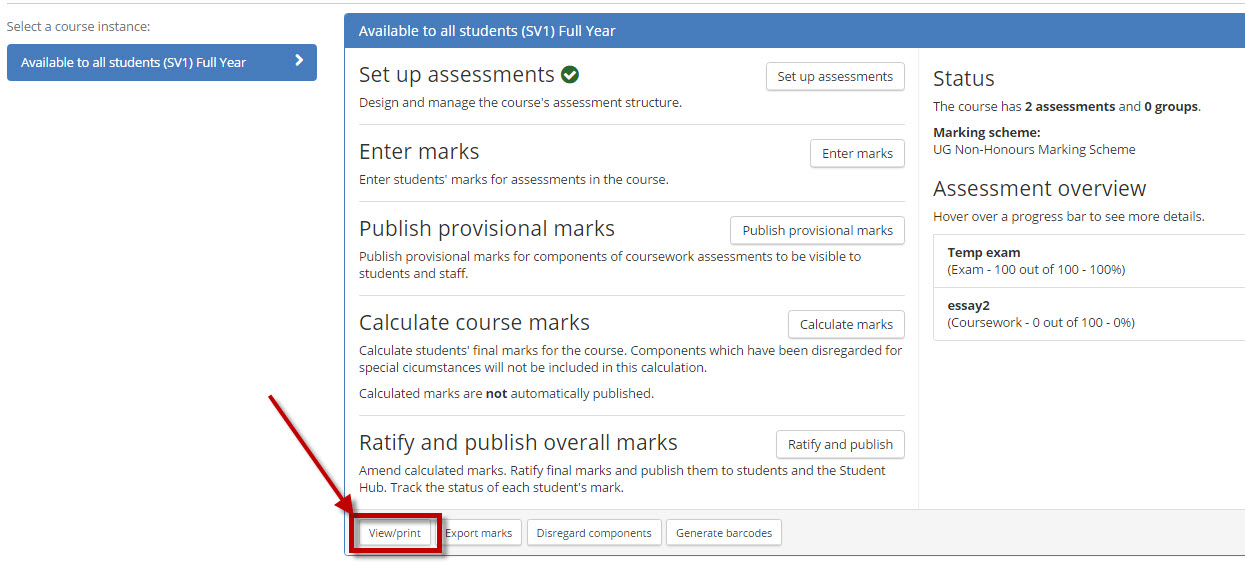 View print assessment hub