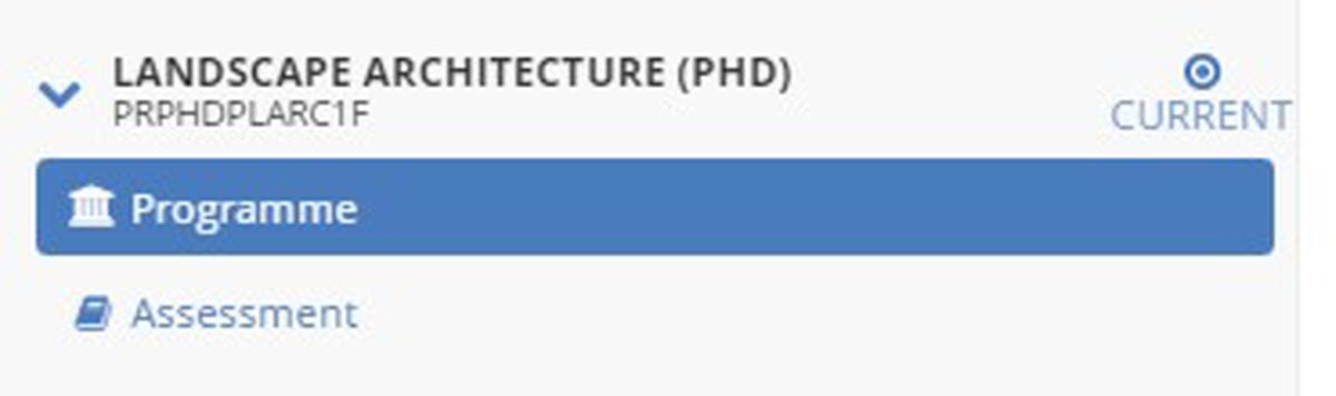 Image of student hub programme tab